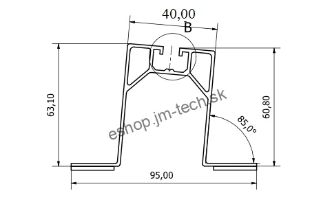 Profil Plechova krytina 60x4800mm, EPDM