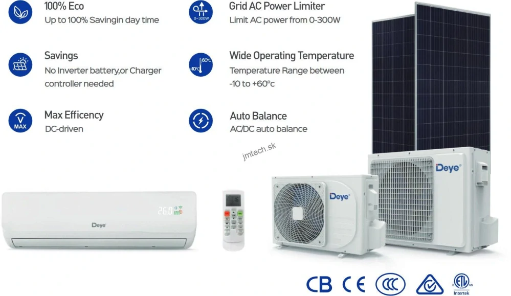 DEYE Hybridná AC/DC Solárna klimatizácia 5kW s potrubím, vnútorná a vonkajšia jednotka