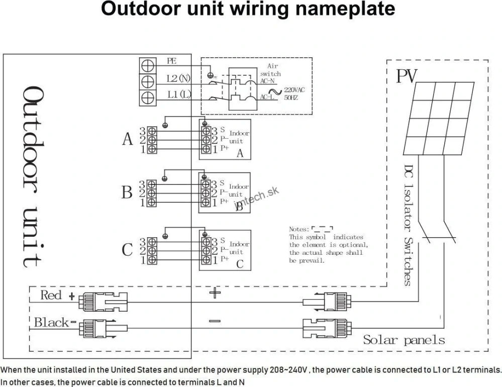 DEYE Hybridný AC/DC Solárny Multi-Split klimatizačný set, 27kW vonkajší + 2x 12kW vnútorná jednotka