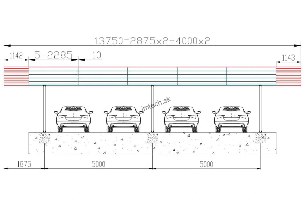 Carport pre 4 auta hliníkový  VV