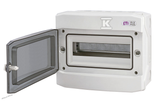 Rozvodnica plastová ETI 12M povrchová IP65 priehľ. dvere 1500VDC