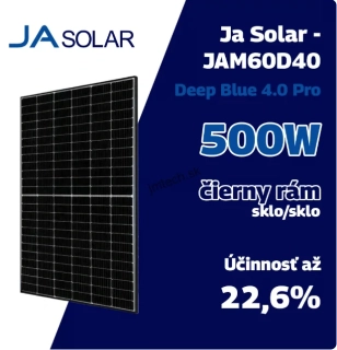 Paleta Fotovoltaický solárny panel JA Solar JAM60D40 – 500W/LB 500Wp čierny rám, bifaciál