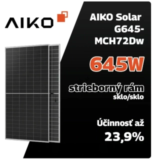 Aiko Solar G645-MCH72Dw 645Wp, strieborný rám, krátky kábel