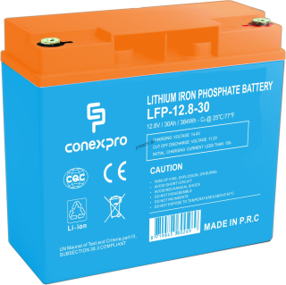 Conexpro batéria LiFePO4, 12.8V, 30Ah, Smart BMS, Bluetooth